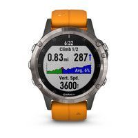 Мультиспортивний годинник Garmin Fenix 5 Plus Sapphire Titan w/Spark Orange Band 010-01988-05
