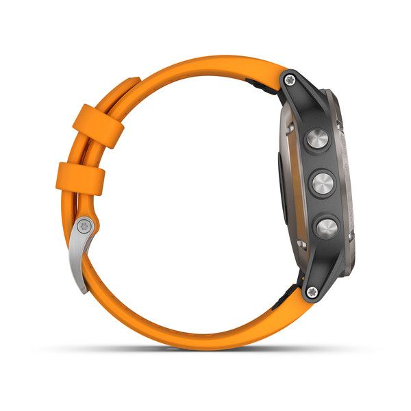 Мультиспортивний годинник Garmin Fenix 5 Plus Sapphire Titan w/Spark Orange Band 010-01988-05