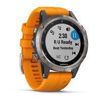 Мультиспортивний годинник Garmin Fenix 5 Plus Sapphire Titan w/Spark Orange Band 010-01988-05