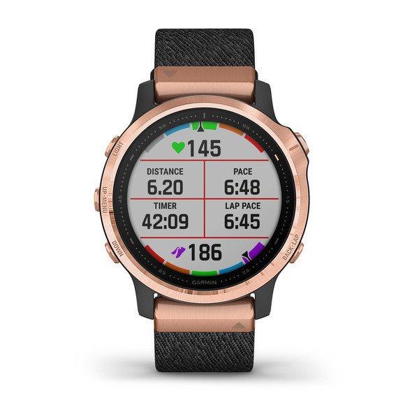 Спортивний годинник Garmin Fenix 6S Sapphire Rose Gold-tone with Heathered Black Nylon Band 010-02159-37