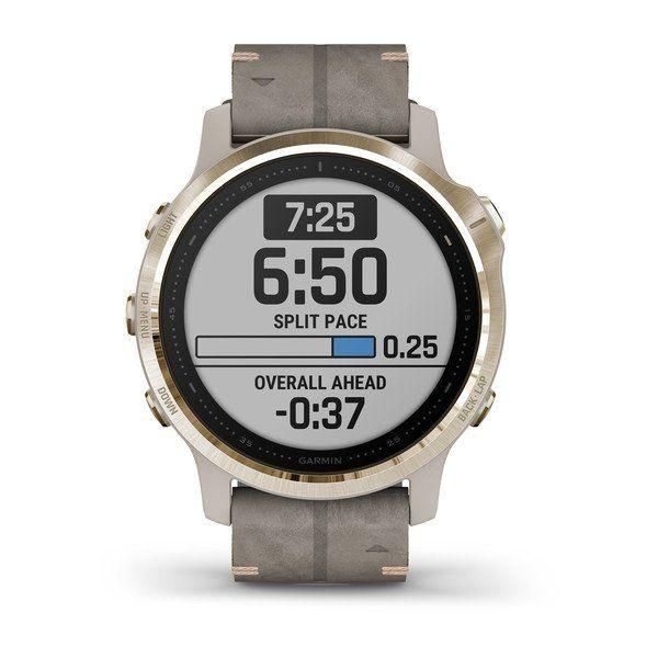 Спортивний годинник Garmin Fenix 6S Light Gold-tone with Shale Gray Leather Band 010-02159-40