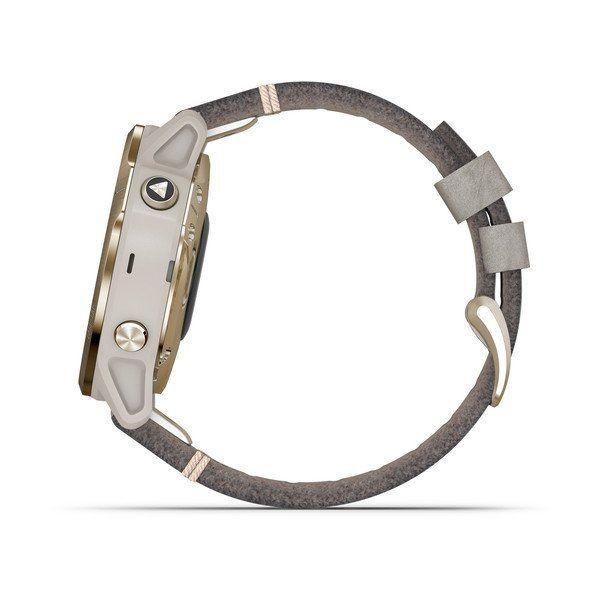 Спортивний годинник Garmin Fenix 6S Light Gold-tone with Shale Gray Leather Band 010-02159-40