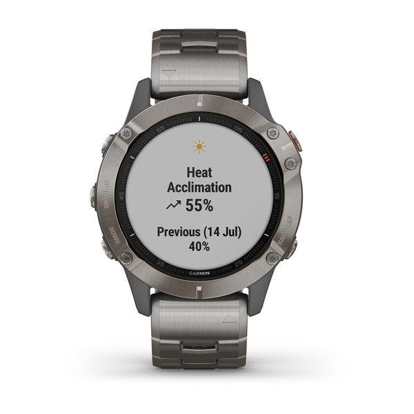 Спортивний годинник Garmin Fenix 6 Sapphire Titanium Gray with Vented Titanium Bracelet 010-02158-23