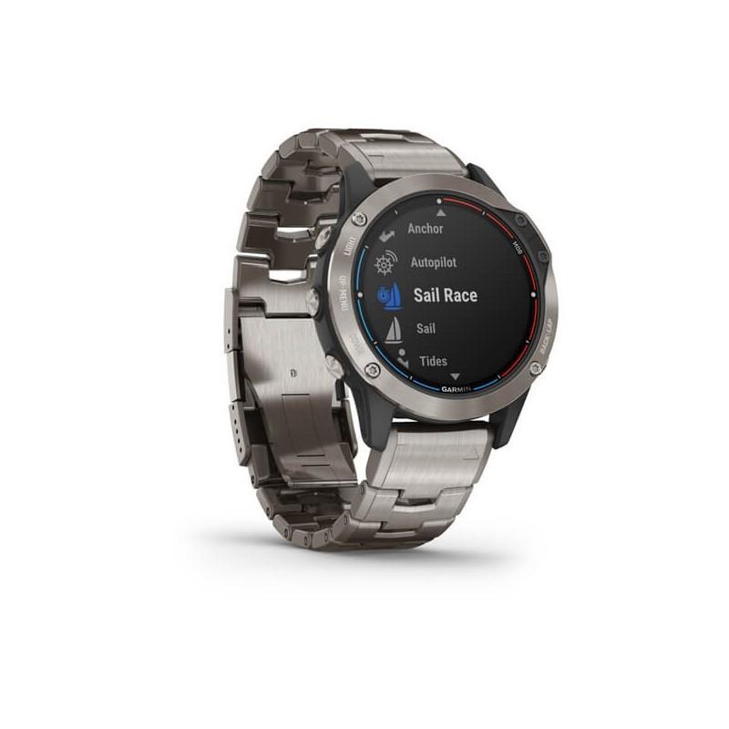 Морський годинник для спорту Garmin Quatix 6 Titanium Saphhire with Titanium Band 010-02158-95