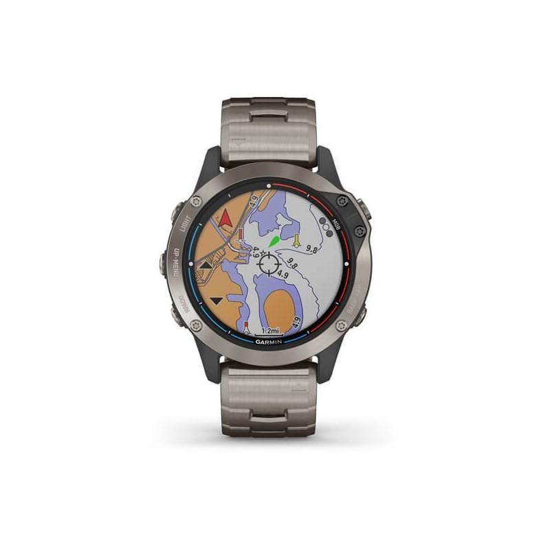 Морський годинник для спорту Garmin Quatix 6 Titanium Saphhire with Titanium Band 010-02158-95