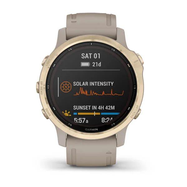 Спортивний годинник Garmin Fenix 6S Solar Edition Light Gold with Light Sand Band 010-02409-11