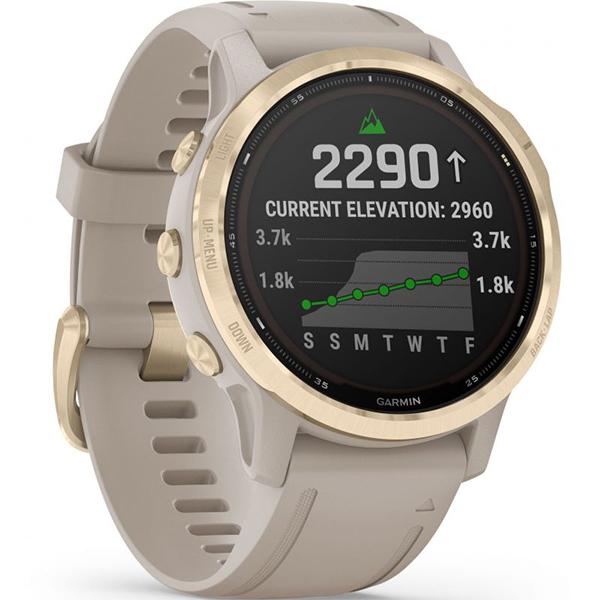 Спортивний годинник Garmin Fenix 6S Solar Edition Light Gold with Light Sand Band 010-02409-11