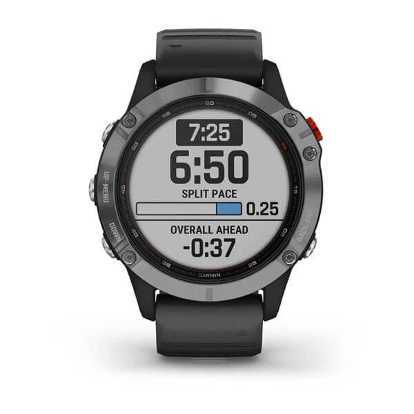 Спортивний годинник Garmin Fenix 6 Solar Silver Black Band 010-02410-00