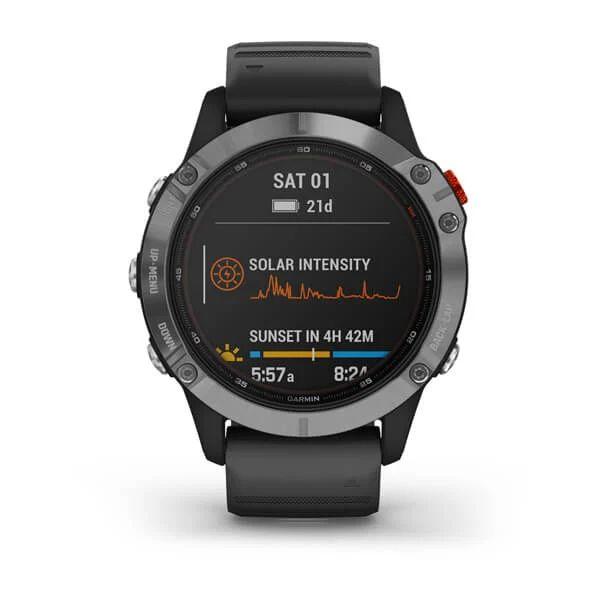 Спортивний годинник Garmin Fenix 6 Solar Silver Black Band 010-02410-00