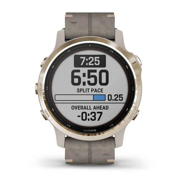 Спортивний годинник Garmin Fenix 6S Pro Solar Light Gold Shale Gray Suede Band 010-02409-26