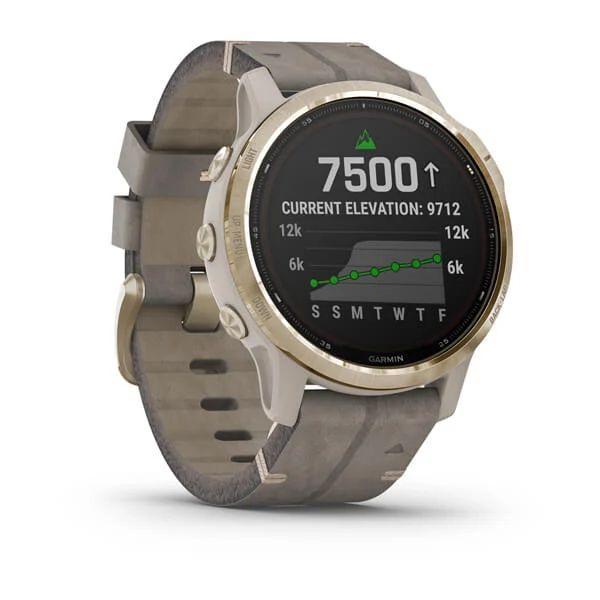 Спортивний годинник Garmin Fenix 6S Pro Solar Light Gold Shale Gray Suede Band 010-02409-26
