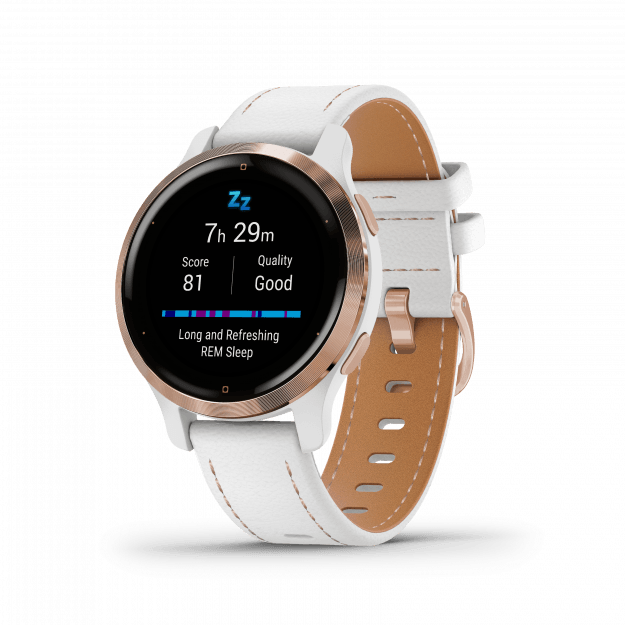 Спортивний годинник Garmin Venu 2S Rose Gold with White Leather Band 010-02429-23