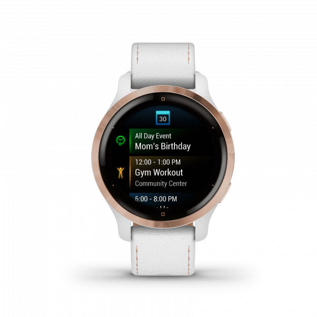 Спортивний годинник Garmin Venu 2S Rose Gold with White Leather Band 010-02429-23