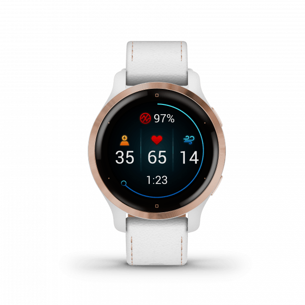 Спортивний годинник Garmin Venu 2S Rose Gold with White Leather Band 010-02429-23