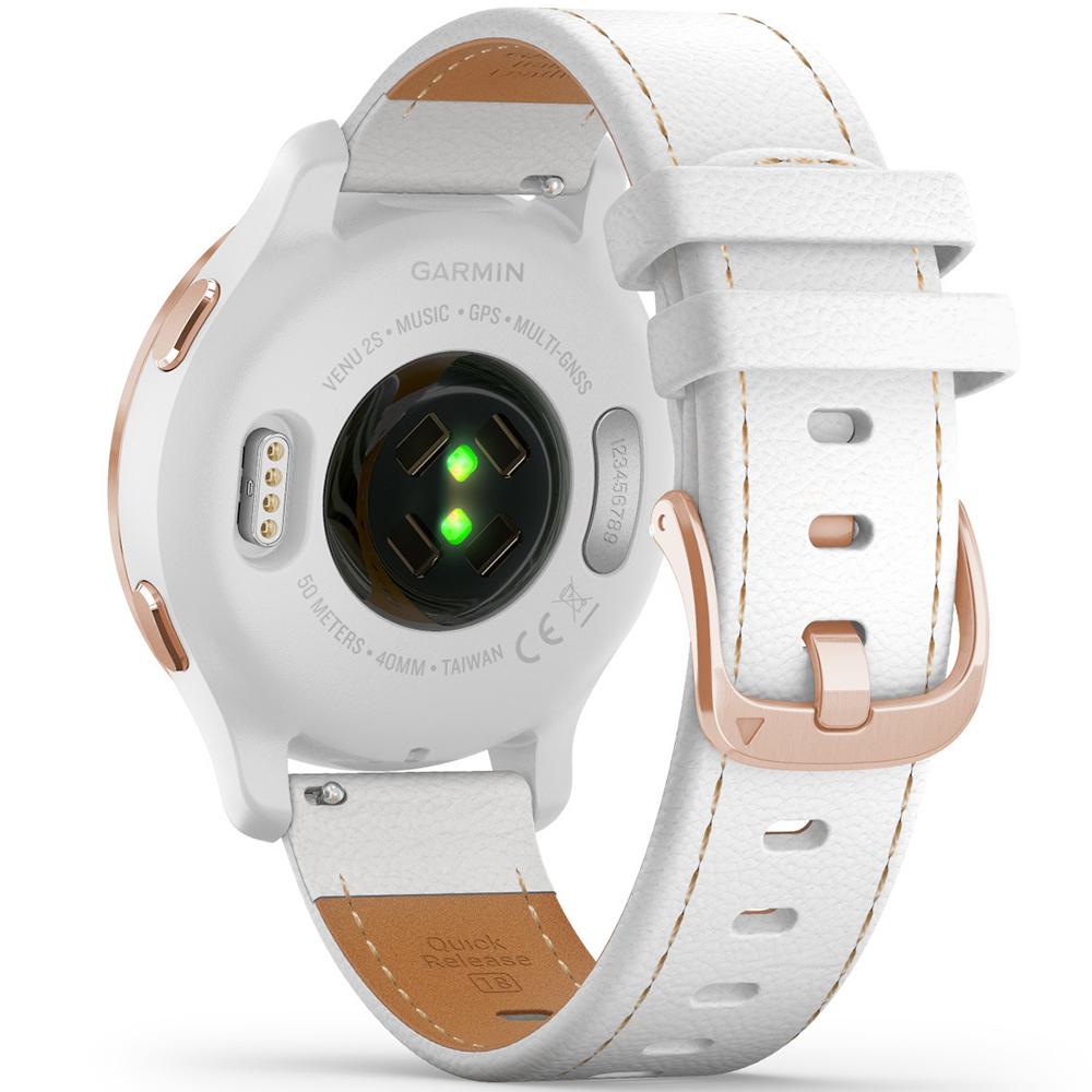 Спортивний годинник Garmin Venu 2S Rose Gold with White Leather Band 010-02429-23