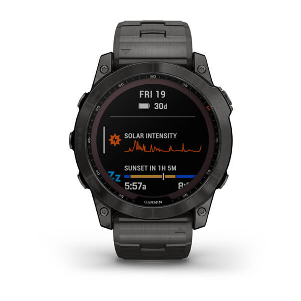 Спортивний годинник Garmin Fenix 7X Sapphire Solar Carbon Grey DLC Titanium з титановим браслетом 010-02541-27