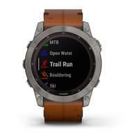 Спортивний годинник Garmin Fenix 7X Sapphire Solar Titanium з коричневим шкіряним ремінцем 010-02541-19