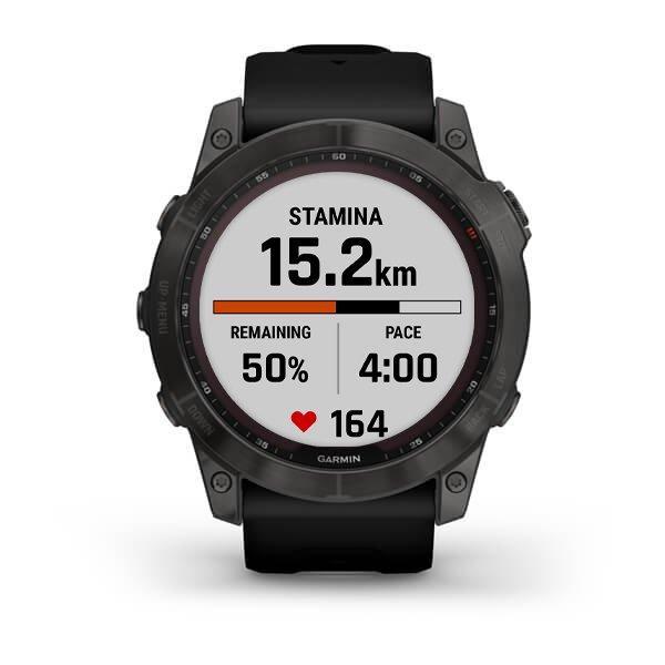 Спортивний годинник Garmin Fenix 7X Sapphire Solar Carbon Gray DLC Titanium з силіконовим ремінцем 010-02541-11