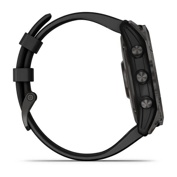 Спортивний годинник Garmin Fenix 7X Sapphire Solar Carbon Gray DLC Titanium з силіконовим ремінцем 010-02541-11
