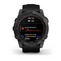 Спортивний годинник Garmin Fenix 7X Sapphire Solar Carbon Gray DLC Titanium з силіконовим ремінцем 010-02541-11