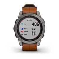 Спортивний годинник Garmin Fenix 7 Sapphire Solar Titanium з коричневим шкіряним ремінцем 010-02540-31