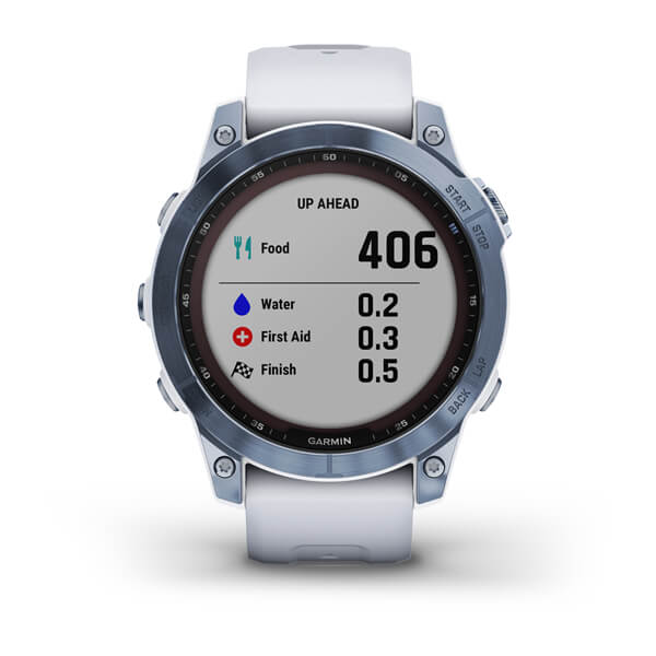 Спортивний годинник Garmin Fenix 7 Sapphire Solar Mineral Blue DLC Titanium з білим ремінцем 010-02540-25
