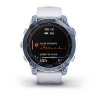 Спортивний годинник Garmin Fenix 7 Sapphire Solar Mineral Blue DLC Titanium з білим ремінцем 010-02540-25