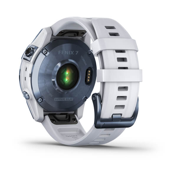 Спортивний годинник Garmin Fenix 7 Sapphire Solar Mineral Blue DLC Titanium з білим ремінцем 010-02540-25