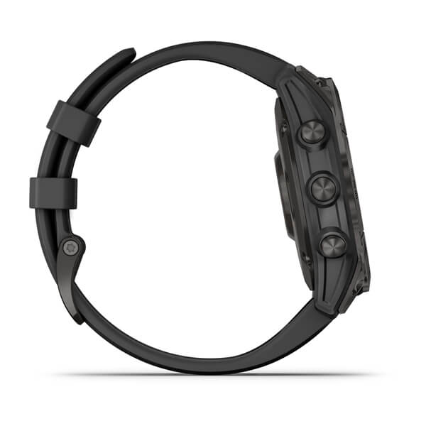 Спортивний годинник Garmin Fenix 7 Sapphire Solar Carbon Grey DLC Titanium з чорним ремінцем 010-02540-21