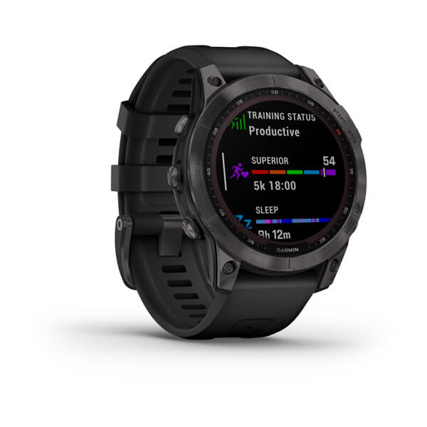 Спортивний годинник Garmin Fenix 7 Sapphire Solar Carbon Grey DLC Titanium з чорним ремінцем 010-02540-21