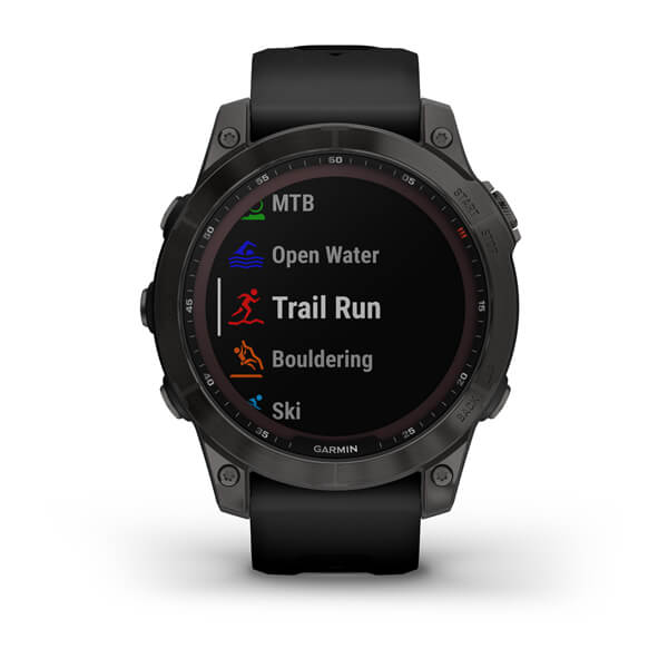 Спортивний годинник Garmin Fenix 7 Sapphire Solar Carbon Grey DLC Titanium з чорним ремінцем 010-02540-21