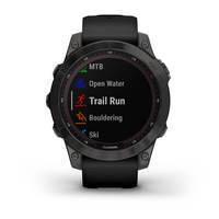 Спортивний годинник Garmin Fenix 7 Sapphire Solar Carbon Grey DLC Titanium з чорним ремінцем 010-02540-21