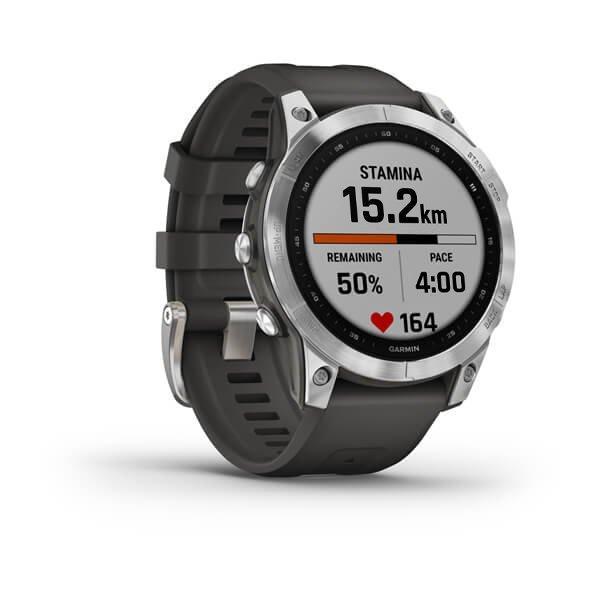 Спортивний годинник Garmin Fenix 7 Silver with Graphite з силіконовим ремінцем 010-02540-01