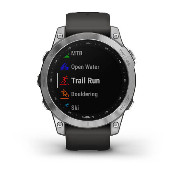 Спортивний годинник Garmin Fenix 7 Silver with Graphite з силіконовим ремінцем 010-02540-01
