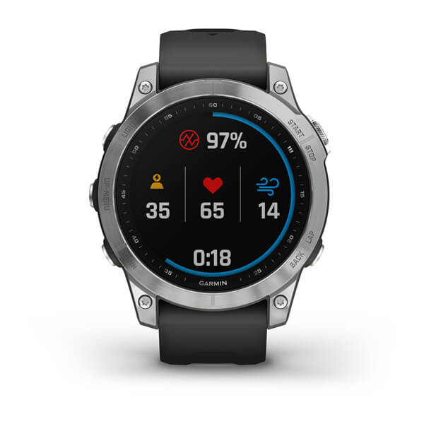Спортивний годинник Garmin Fenix 7 Silver with Graphite з силіконовим ремінцем 010-02540-01