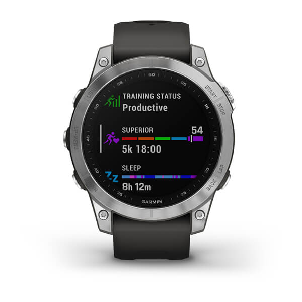 Спортивний годинник Garmin Fenix 7 Silver with Graphite з силіконовим ремінцем 010-02540-01