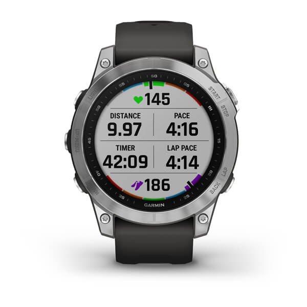 Спортивний годинник Garmin Fenix 7 Silver with Graphite з силіконовим ремінцем 010-02540-01