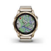 Спортивний годинник Garmin Fenix 7S Sapphire Solar Cream Gold Titanium c кремовим нейлоновим ремінцем 010-02539-39