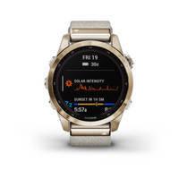 Спортивний годинник Garmin Fenix 7S Sapphire Solar Cream Gold Titanium c кремовим нейлоновим ремінцем 010-02539-39