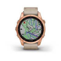 Спортивний годинник Garmin Fenix 7S Sapphire Solar Rose Gold Titanium з піщаним шкіряним ремінцем 010-02539-35