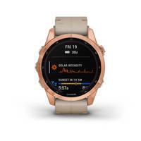 Спортивний годинник Garmin Fenix 7S Sapphire Solar Rose Gold Titanium з піщаним шкіряним ремінцем 010-02539-35