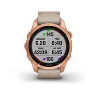 Спортивний годинник Garmin Fenix 7S Sapphire Solar Rose Gold Titanium з піщаним шкіряним ремінцем 010-02539-35