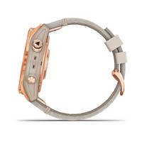Спортивний годинник Garmin Fenix 7S Sapphire Solar Rose Gold Titanium з піщаним шкіряним ремінцем 010-02539-35
