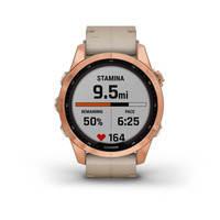 Спортивний годинник Garmin Fenix 7S Sapphire Solar Rose Gold Titanium з піщаним шкіряним ремінцем 010-02539-35