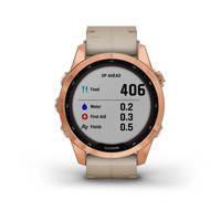 Спортивний годинник Garmin Fenix 7S Sapphire Solar Rose Gold Titanium з піщаним шкіряним ремінцем 010-02539-35