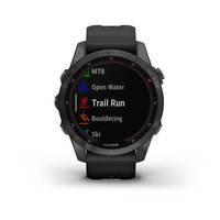 Спортивний годинник Garmin Fenix 7S Sapphire Solar Carbon Grey DLC Titanium з силіконовим ремінцем 010-02539-25