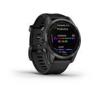 Спортивний годинник Garmin Fenix 7S Sapphire Solar Carbon Grey DLC Titanium з силіконовим ремінцем 010-02539-25