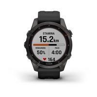 Спортивний годинник Garmin Fenix 7S Sapphire Solar Carbon Grey DLC Titanium з силіконовим ремінцем 010-02539-25