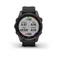 Спортивний годинник Garmin Fenix 7S Sapphire Solar Carbon Grey DLC Titanium з силіконовим ремінцем 010-02539-25