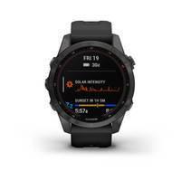 Спортивний годинник Garmin Fenix 7S Sapphire Solar Carbon Grey DLC Titanium з силіконовим ремінцем 010-02539-25